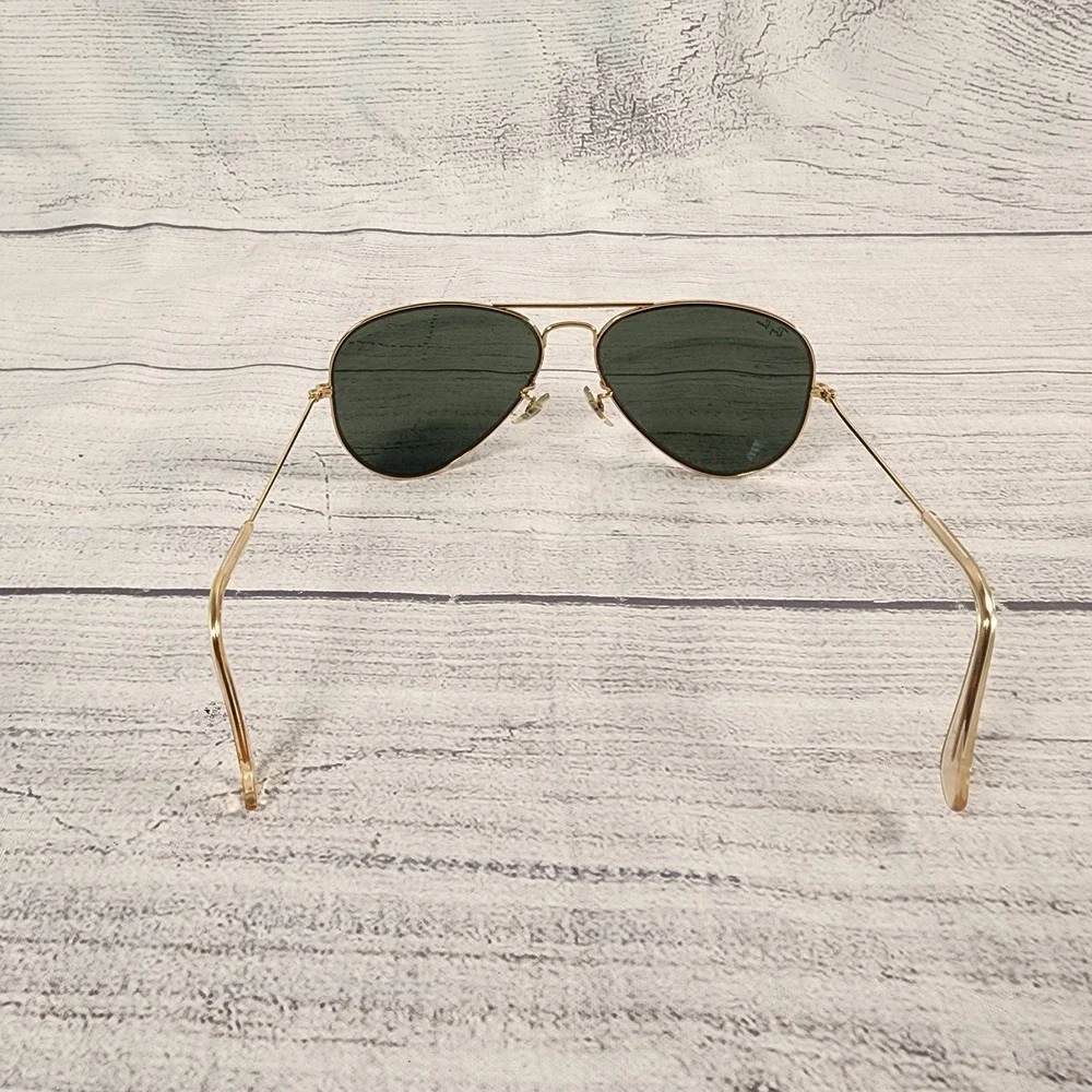 Vintage B&L Ray-Ban Aviator Sunglasses Gold G-15 Green Lens 58mm USA Made